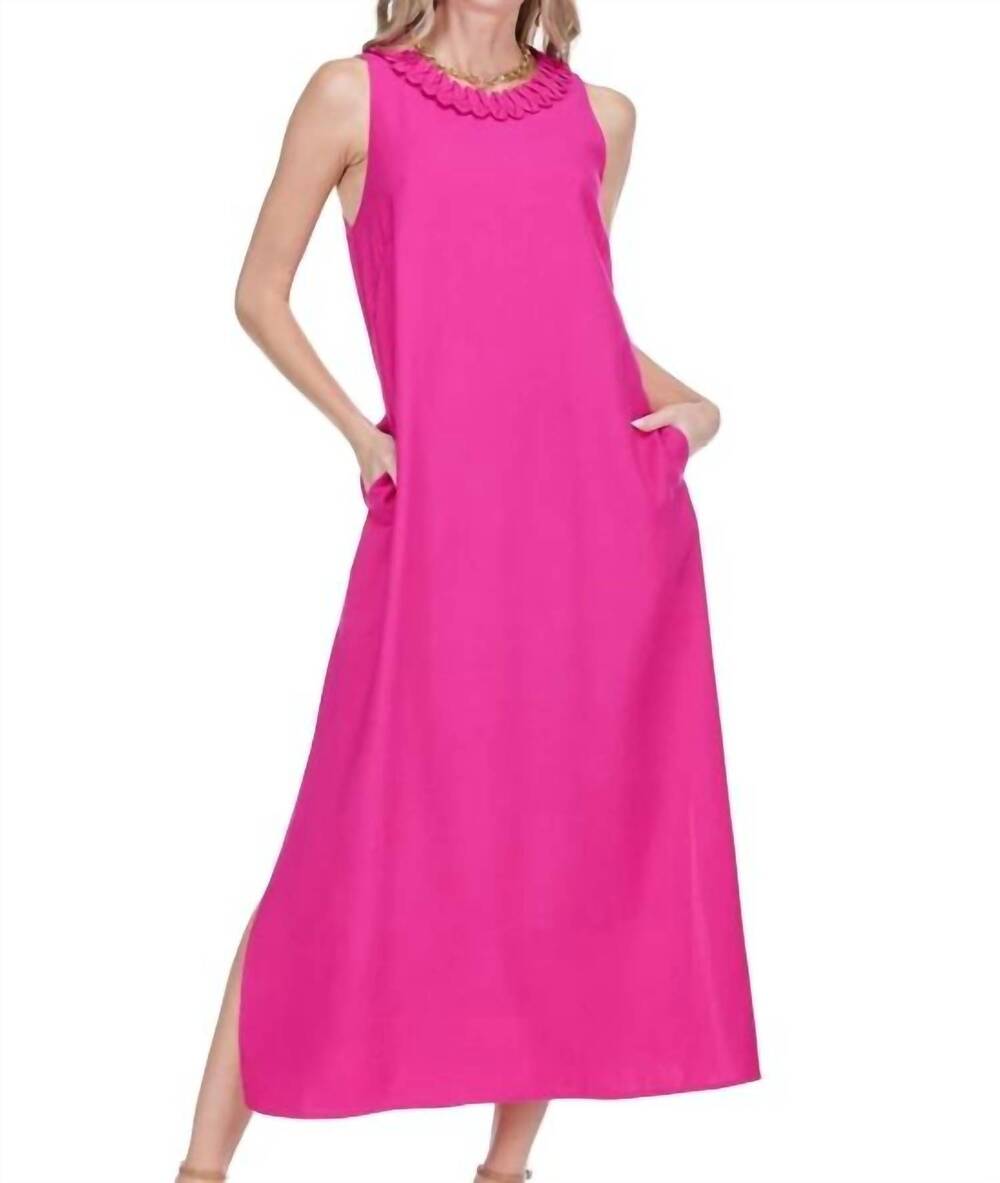 NEW JADE zig-zag trim neck dress in berry